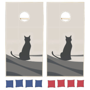 Modern Noir Feline Abstract Cornhole Set