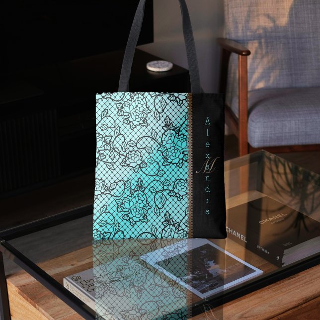 Modern noir lace and zipper illusion tote bag (Creator Uploaded)