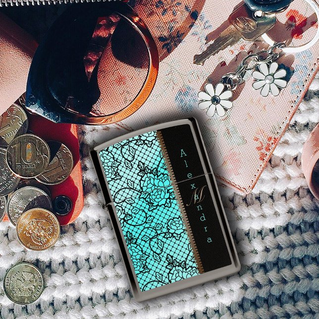 Modern noir lace and zipper illusion zippo lighter (Creator Uploaded)