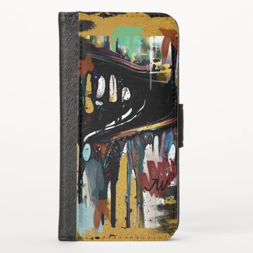 Modern non_figurative abstract custom initials iPhone x wallet case