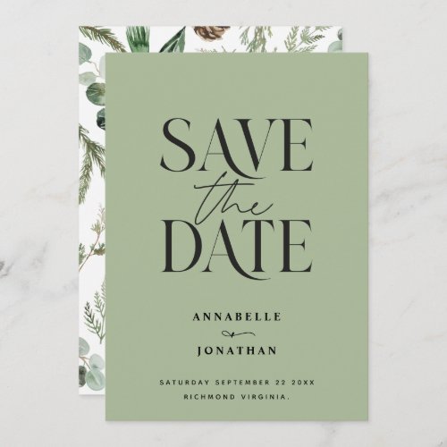 Modern non photo elegant watercolor botanical save save the date