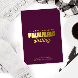 Modern Non-Photo Falalalala Darling Foil Holiday Card