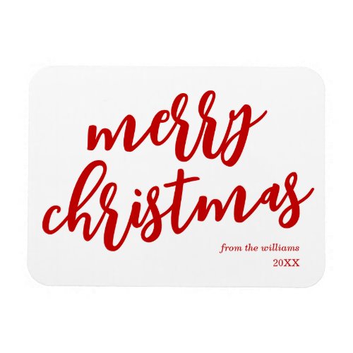 Modern Non Photo Red Script Merry Christmas Magnet