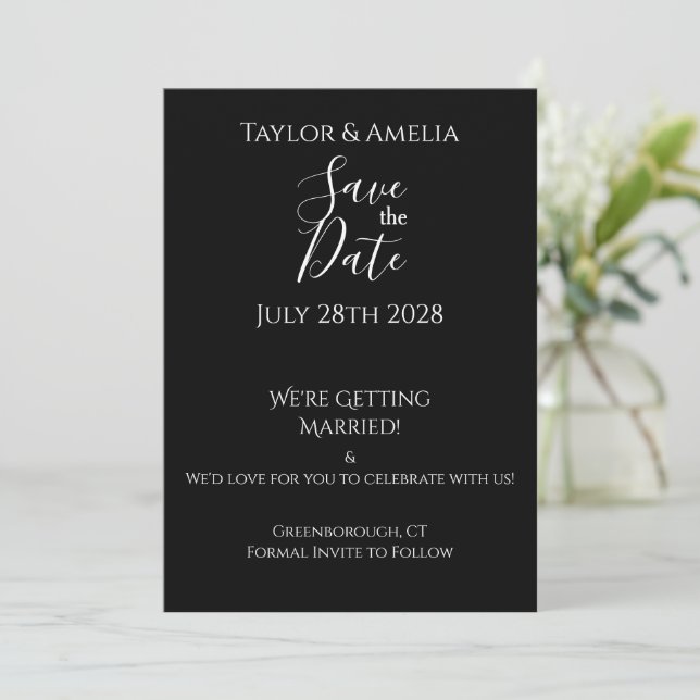 Modern Non-Photo Wedding Save the Date Invitation (Standing Front)