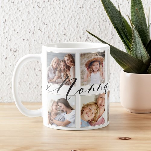 Modern Nonna Script  Grandchildren Photo Collage Coffee Mug