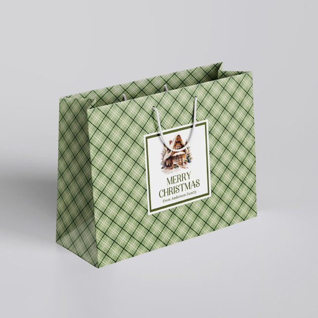 Modern Nordic Christmas Gift Bag Soft Beige Gold (Modern Nordic Christmas Gift Bag Soft Beige Gold)