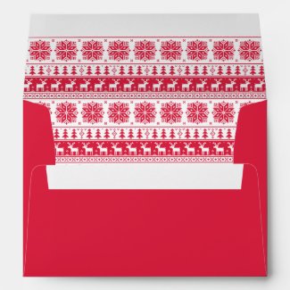 Modern Nordic Red and White Pattern Holiday Party Envelope