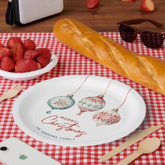 Modern Nordic Style Ornaments Merry Christmas Paper Plates (Picnic)