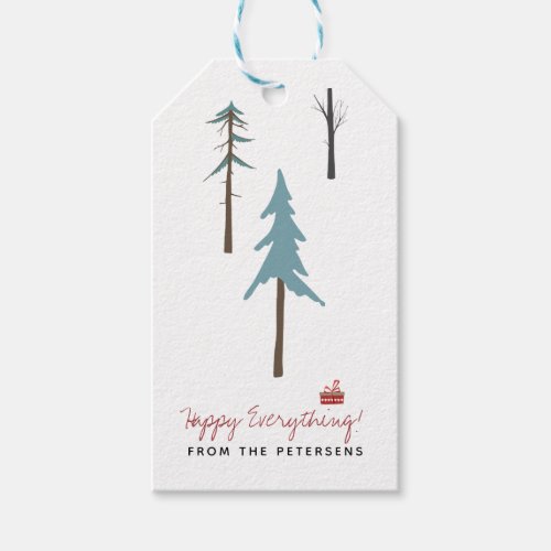 Modern Nordic winter pine trees Christmas holidays Gift Tags