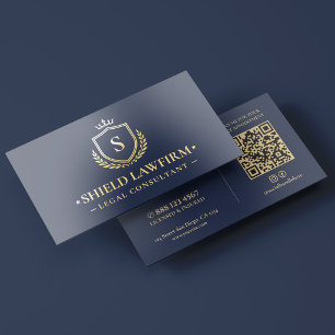 Modern Notary Attorney Legal Company DarkNavy Gold Foil Business Cards