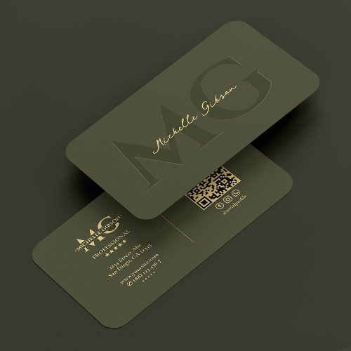Modern Notary Law Firm Attorney Monogram Green Business Card