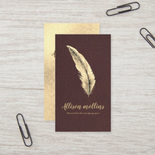 Modern Notary Loan Signing Agent Gold Quill Pen Business Card