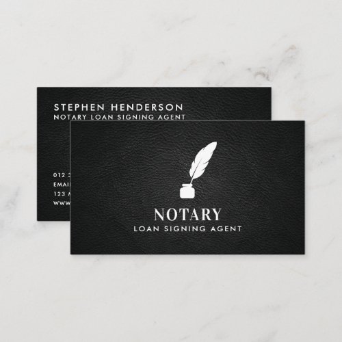 Modern Notary Loan Signing Agent Leather QR Code Business Card
