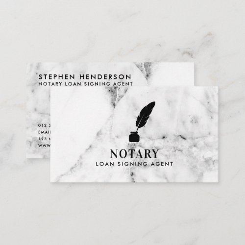 Modern Notary Loan Signing Agent Marble QR Code Business Card