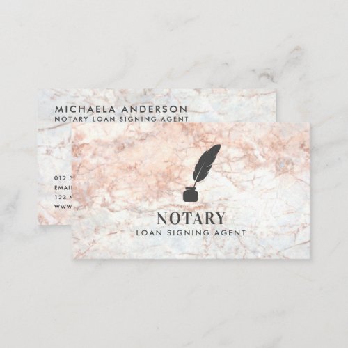 Modern Notary Loan Signing Agent QR Code Marble Business Card