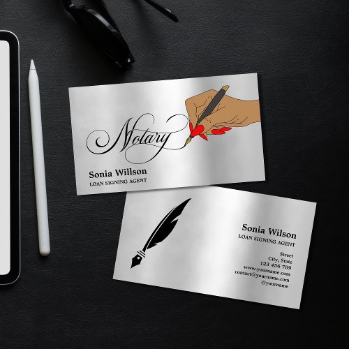 Modern  Notary Loan Signing Agent Typography Busin Business Card