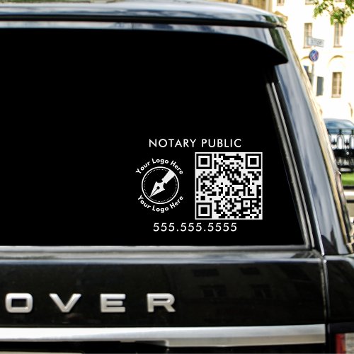 Modern Notary Public Business Logo Contact QR Code Window Cling