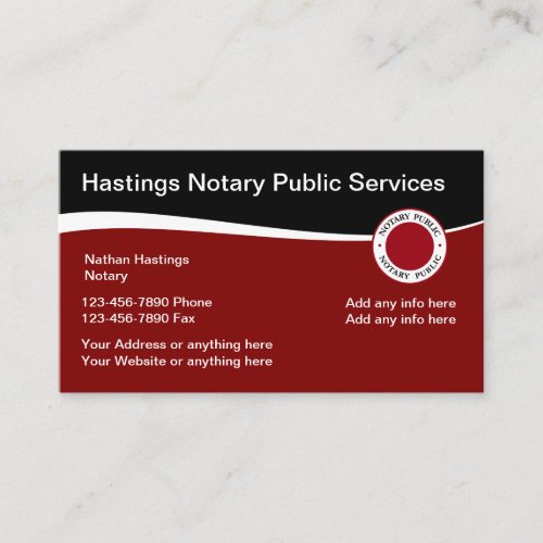 Modern Notary Public Emblem Style Business Card