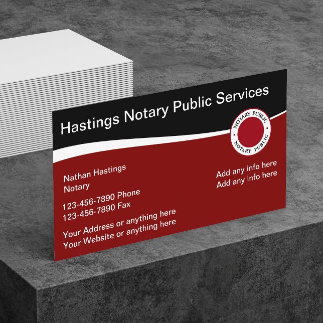 Modern Notary Public Emblem Style Business Card (Creator Uploaded)