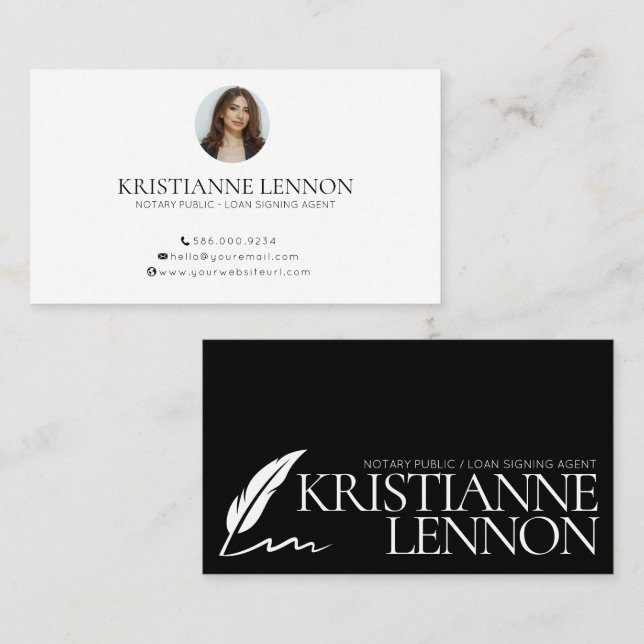 Modern Notary Public/Loan Signing Agent Photo Business Card (Front/Back)