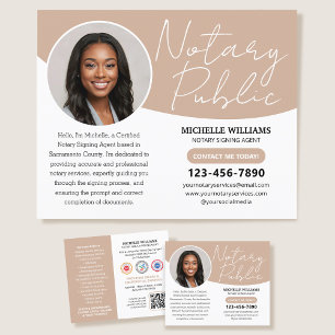 Modern Notary Public Profile Photo QR Code Beige Flyer