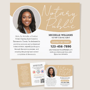 Modern Notary Public Profile Photo QR Code Gold Flyer