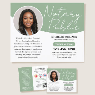 Modern Notary Public Profile Photo QR Code Green Flyer
