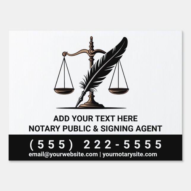 Modern Notary Public Sign for Yard or Roadside     (Front)