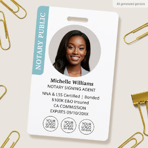 Modern Notary Public Signing Agent ID Blue Badge