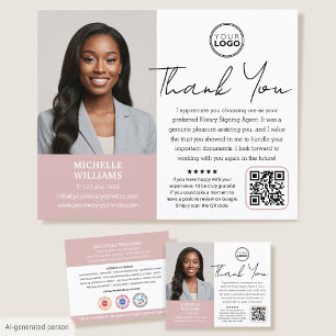 Modern Notary Public Thank You Photo QR Code Pink Flyer