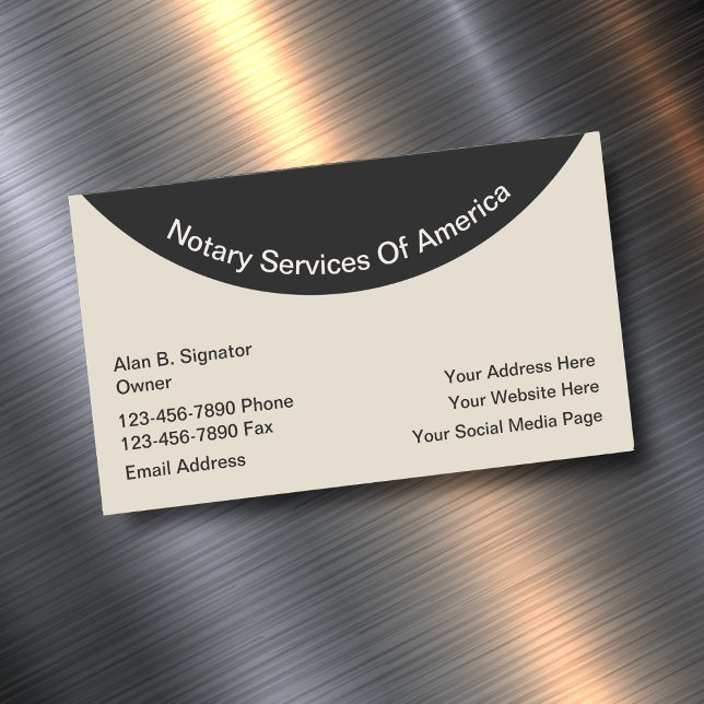 Modern Notary Services Business Card Magnet (Notary Business Cards)