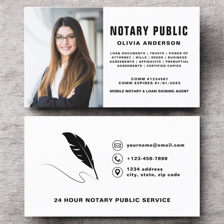 Modern Notary Signing Agent Photo Business Card