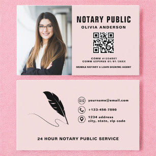 Modern Notary Signing Agent QR Code Photo Business Card