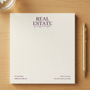 Modern Notepad Plum Real Estate Agent