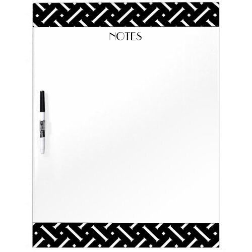 Modern Notes Name Template Pattern Black  White Dry Erase Board