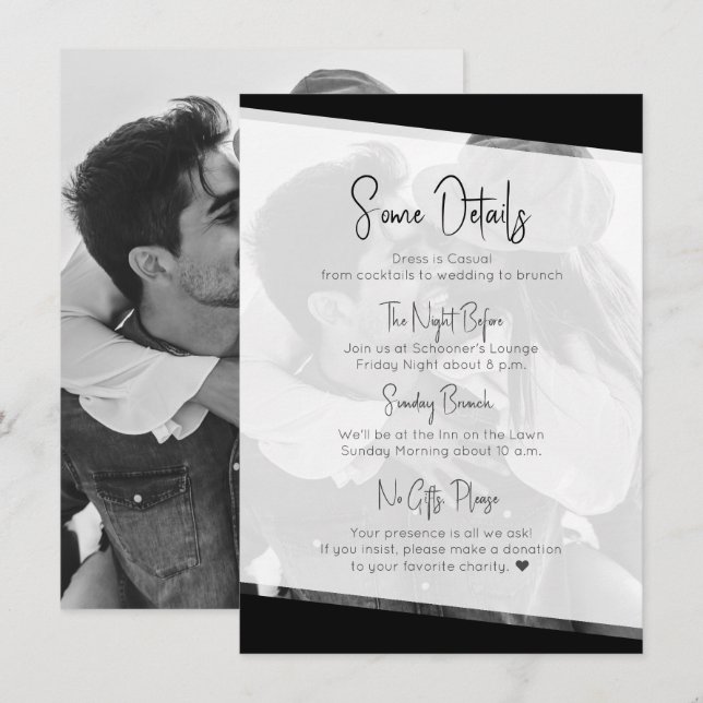 Modern Nothing Fancy Casual Wedding Details Enclosure Card (Front/Back)