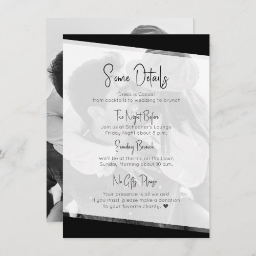 Modern Nothing Fancy Casual Wedding Details Enclosure Card