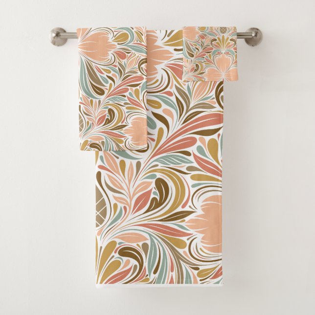Modern Nouveau Boho Pattern Bath Towel Set (Insitu)