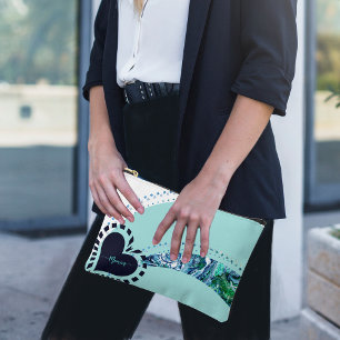 Modern Novelty Custom Teal & Green Accessory Pouch