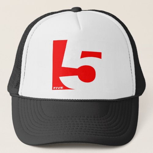 Modern NUMBER_5_RED Trucker Hat