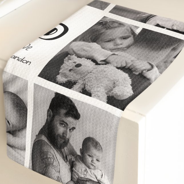 Modern Number One Dad Photo Collage Golf Towel (Creator Uploaded)