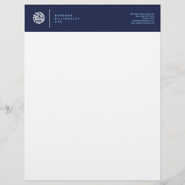 Modern Numbers Logo II Accountant Letterhead (Front)