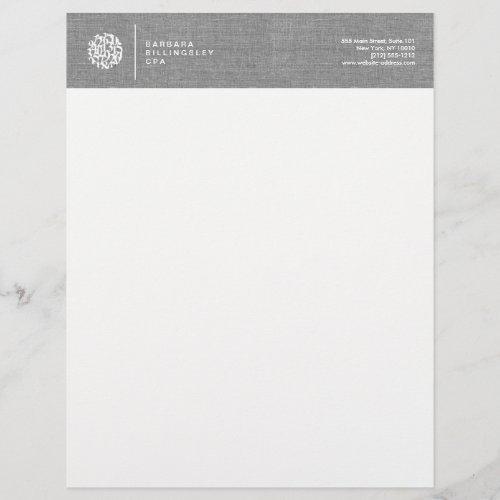 Modern Numbers Logo Linen Accountant Letterhead