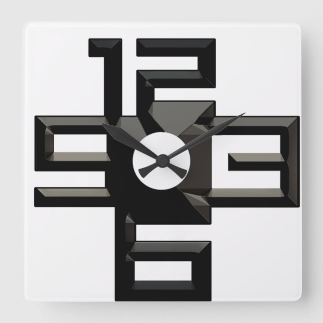 Modern numbers square wall clock (Front)