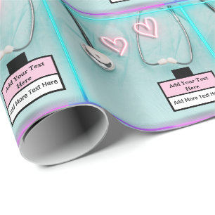 Modern Nurse Doctor Stethoscope And Uniform Wrapping Paper