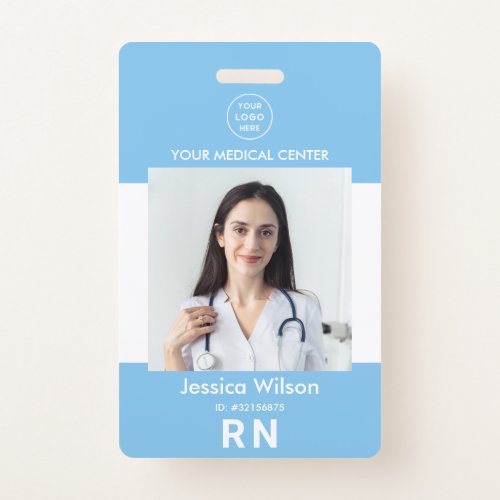 Modern Nurse ID Medical Employee Staff Blue Badge