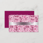 Modern Nurse Nursing Pattern Pink Business Card (Front/Back)