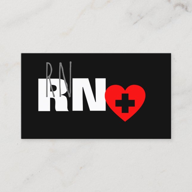 Modern Nurse Red Heart Standard Business Card (Front)