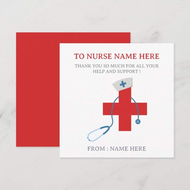 Modern  Nurse Thank You Card (Front/Back)