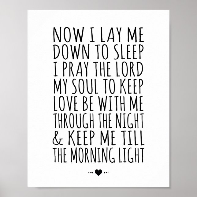 Modern Nursery Print Child's Bedtime Prayer (Front)